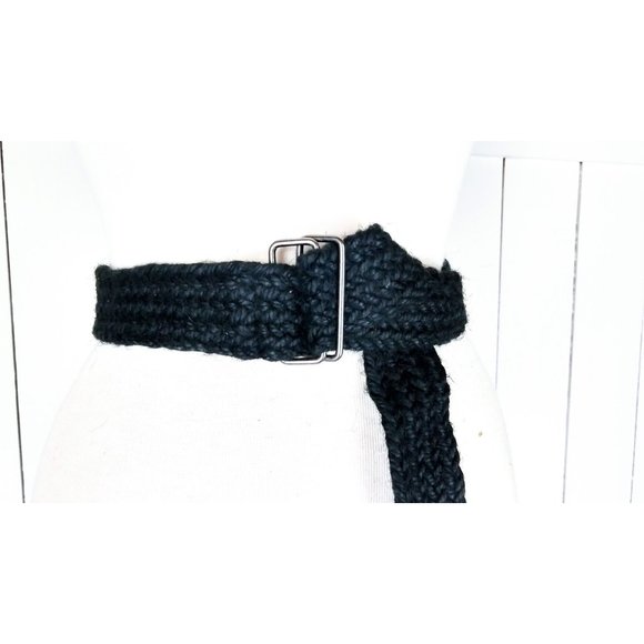 90s vintage wide black jute braided chord belt black cotton jute rope chord belt - Picture 3 of 3